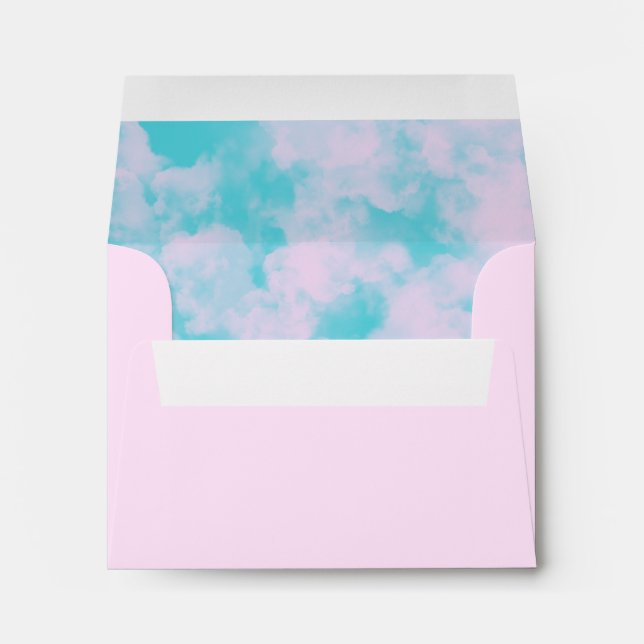 Cute Pink and Tourquise Cloud Sky Design Envelope (Back (Bottom))