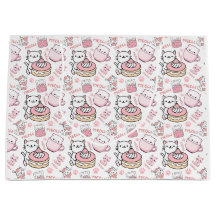 Cute Pink and White Cat Gift Bag