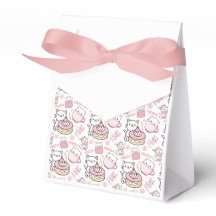 Cute Pink and White Cat Party Favour Box
