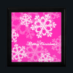 Cute pink and white Christmas snowflakes Gift Box<br><div class="desc">Lovely,  modern and trendy pattern with white snowflakes on a colourful background. Perfect Christmas gift.</div>