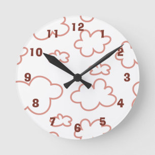 Cute Pink and White Clouds Acrylic Wall Clock
