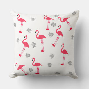 cute pink and white flamingo design pillow