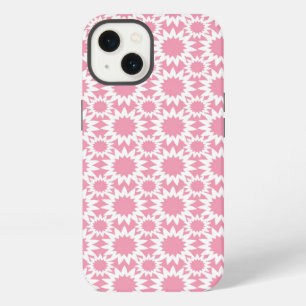 Cute Pink and White Star Flower Pattern iPhone 13 Case