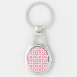 Cute Pink and White Star Flower Pattern Keychain