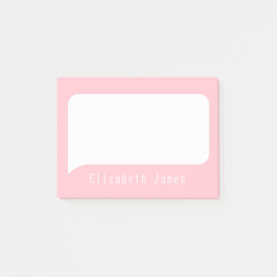 Cute Pink and White Talk Bubble Personalized  Post-it Notes