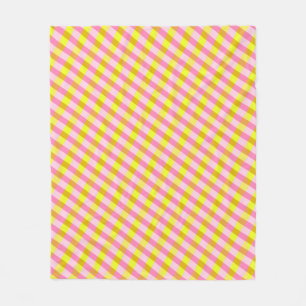 Cute Pink and Yellow Plaid Pattern  Fleece Blanket