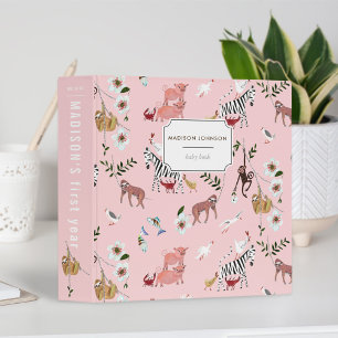 Cute   Pink   Animals Pattern   Sloth   Baby book Binder