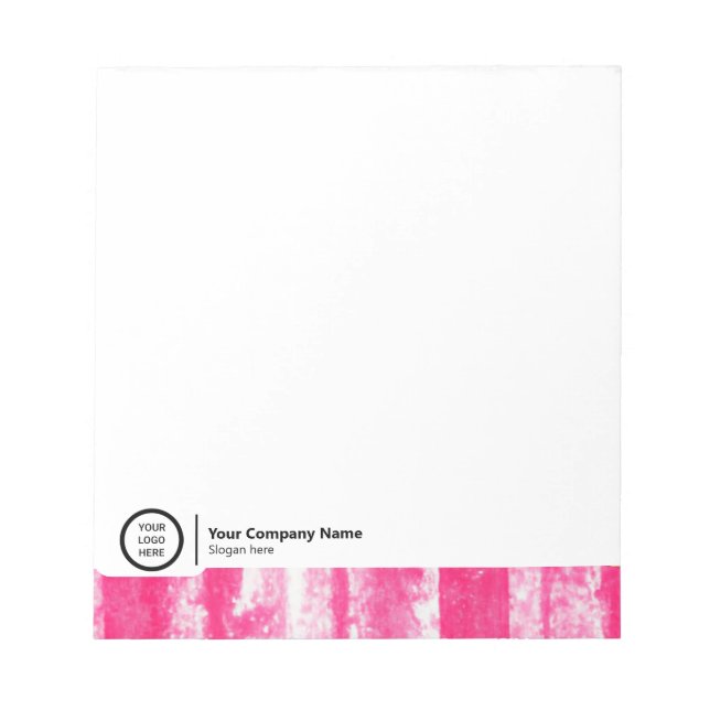 Cute Pink Art Customizable Business Logo Swag Notepad (Front)