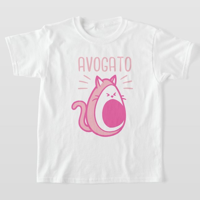 Cute Pink Avocado Cat  T-Shirt (Laydown)
