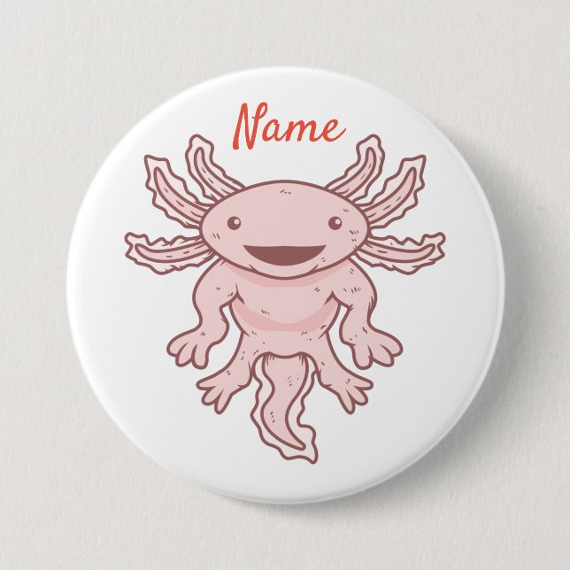 Cute Pink Axolotl Thunder_Cove  3 Inch Round Button (Front)