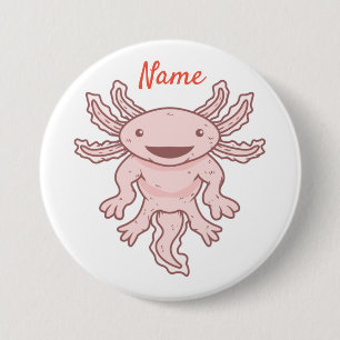 Cute Pink Axolotl Thunder_Cove  3 Inch Round Button