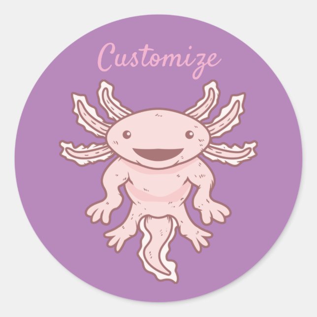 Cute Pink Axolotl Thunder_Cove Classic Round Sticker (Front)