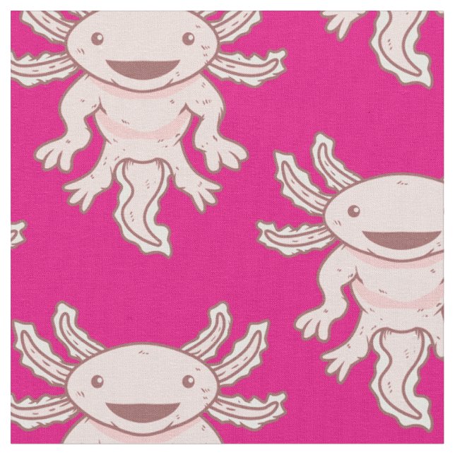 Cute Pink Axolotl Thunder_Cove Fabric (Close Up)