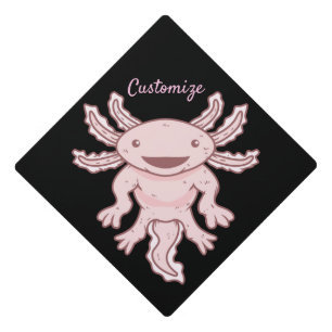 Cute Pink Axolotl Thunder_Cove  Graduation Cap Topper
