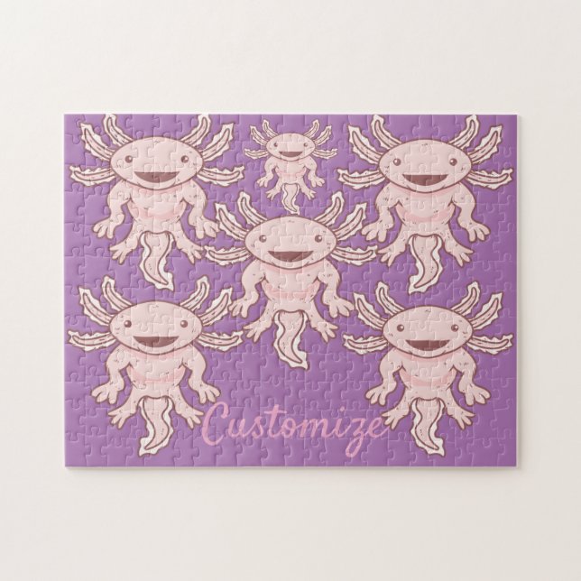 Cute Pink Axolotl Thunder_Cove Jigsaw Puzzle (Horizontal)
