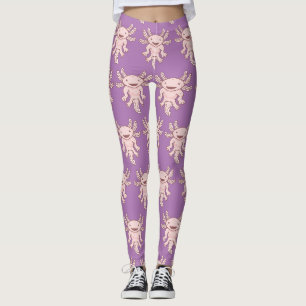 Cute Pink Axolotl Thunder_Cove Leggings