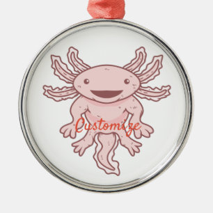 Cute Pink Axolotl Thunder_Cove  Metal Ornament