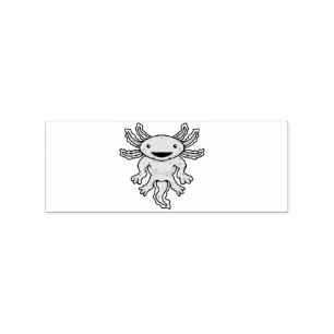 Cute Pink Axolotl Thunder_Cove  Rubber Stamp