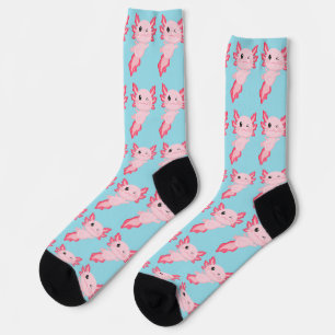 Cute Pink Baby Axolotl Pattern Crew Socks