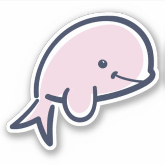 Cute Pink Baby Beluga Whale Cartoon Scrapbook