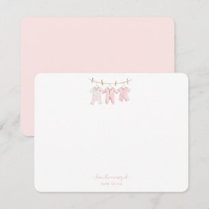 Cute Pink Baby clothes Baby girl Thank You card