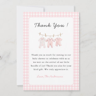 Cute Pink Baby Clothes Baby Girl Thank You Card