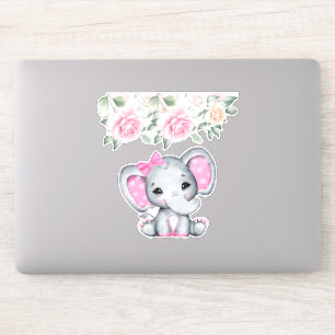 Cute Pink Baby Elephant and Roses Border