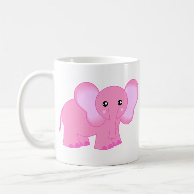 Cute Pink Baby Elephant Coffee Mug (Left)