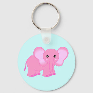 Cute Pink Baby Elephant Keychain