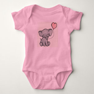 Cute Pink Baby Elephant Romper