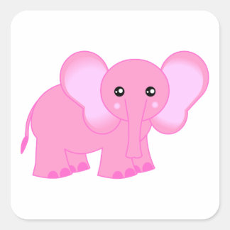 Cute Pink Baby Elephant Square Sticker