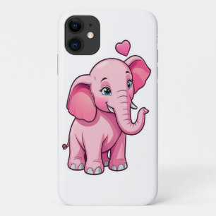 Cute Pink Baby Elephant With Love iPhone 11 Case