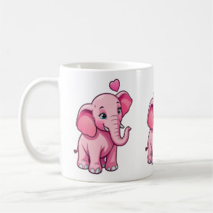 Cute Pink Baby Elephant With Love Coffee Mug