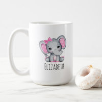Cute Pink Baby Elephant with Polka Dot Ears