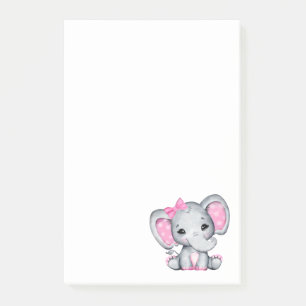 Cute Pink Baby Elephant with Polka Dot Ears Post-it Notes