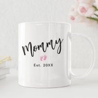 Cute Pink Baby Feet Script Mommy Year Established