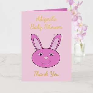 Cute Pink Baby Girl Bunny Face Spring Easter Foil Greeting Card