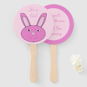 Cute Pink Baby Girl Bunny Face Spring Easter Hand Fan