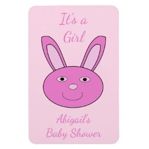 Cute Pink Baby Girl Bunny Face Spring Easter Magnet