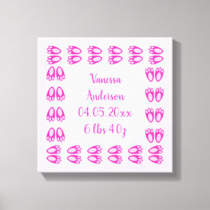 Cute Pink Baby Girl Bunny Feet Easter Custom Canvas Print