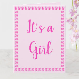 Cute Pink baby Girl Bunny Feet Easter Custom Card