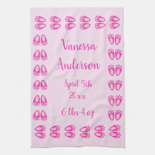 Cute Pink Baby Girl Bunny Feet Easter Custom Kitchen Towel
