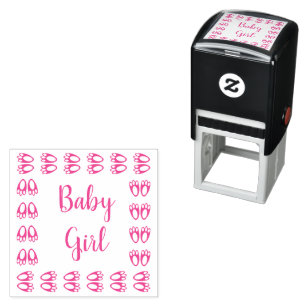 Cute Pink Baby Girl Bunny Feet Easter Custom Self-inking Stamp