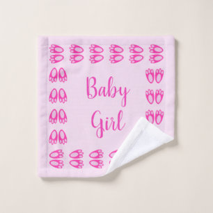 Cute Pink Baby Girl Bunny Feet Easter Custom Wash Cloth