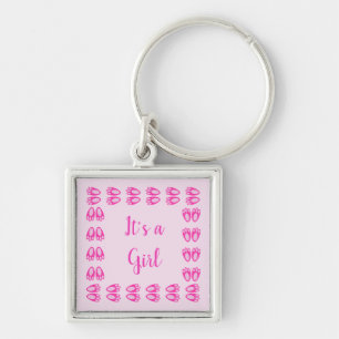 Cute Pink Baby Girl Bunny Feet Easter Keychain