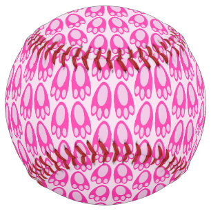 Cute Pink Baby Girl Bunny Feet Easter Patterned Softball