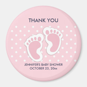 Cute Pink baby Girl Footprints Baby Shower Magnet