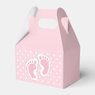 Cute Pink Baby Girl Footprints Favor Box