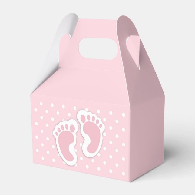 Cute Pink Baby Girl Footprints Favor Box (Back Side)