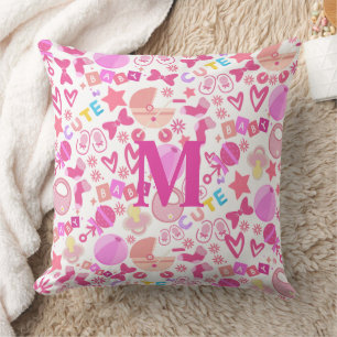 Cute Pink Baby Girl Nursery Pattern personalized Throw Pillow